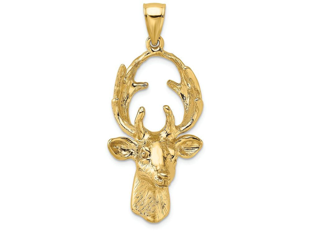 FJC Finejewelers 14k Yellow Gold 3d Deer Head with 8 Point Antlers Charm
