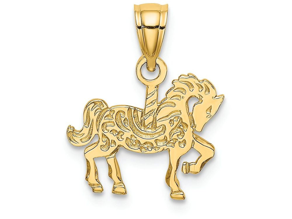 FJC Finejewelers 14k Yellow Gold Carousel Horse Polish Engraved Charm