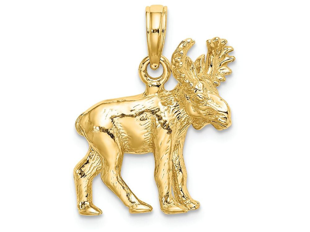 FJC Finejewelers 14k Yellow Gold 3d Moose with Antlers Forward Polish Charm