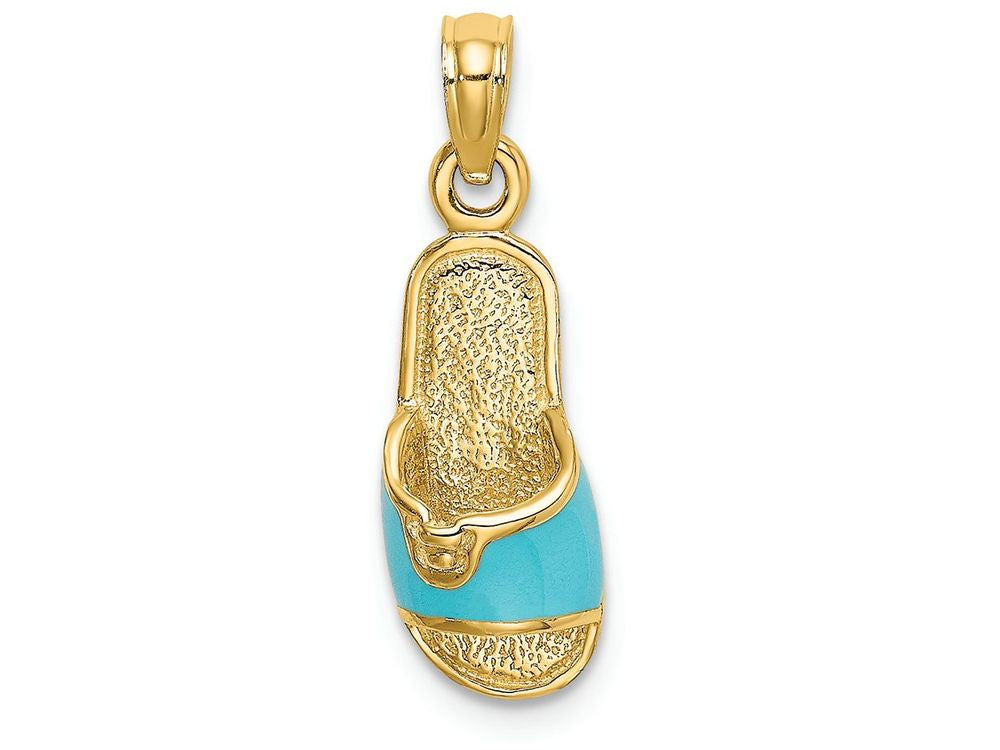 FJC Finejewelers 14k Yellow Gold Summer Slipper with Aqua Color Enamel Charm