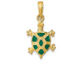 FJC Finejewelers 14k Yellow Gold Land Turtle with Green Enamel Shell Charm