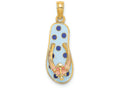 FJC Finejewelers 14k Yellow Gold Anchor On Blue Polka-dot Flip-flop Charm