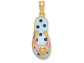 FJC Finejewelers 14k Yellow Gold Shell On Blue Polka-dot Flip-flop Charm