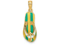 FJC Finejewelers 14k Yellow Gold Anchor On Ylwith Grn Stripe Flip-flop Charm