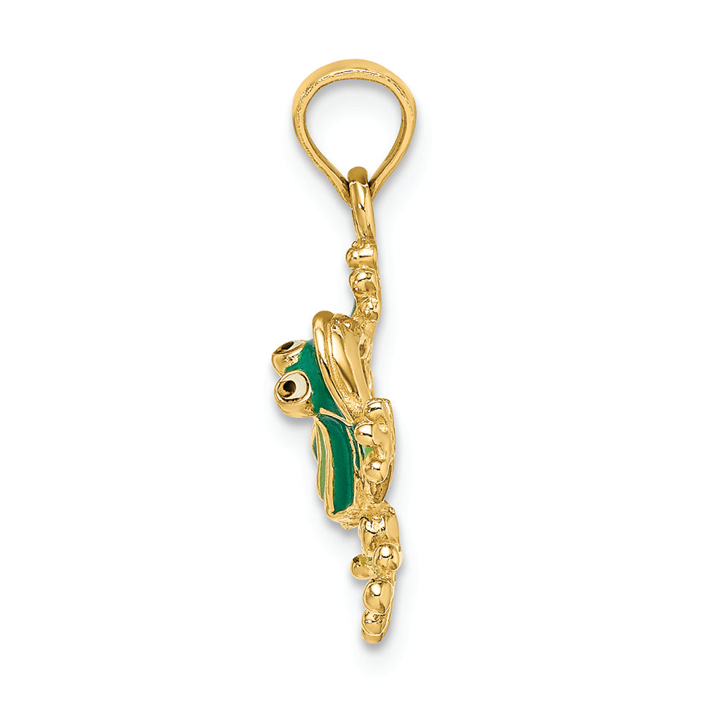 FJC Finejewelers 14k Yellow Gold Small "bug Eyed" Frog with Light Dark Green Charm