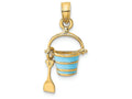 FJC Finejewelers 14k Yellow Gold Aqua Beach Bucket with Shovel Moveable Charm