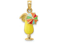 FJC Finejewelers 14k Yellow Gold Yellow Tropical Drink with Multi-color Umbrella Charm