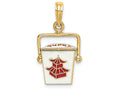 FJC Finejewelers 14k Yellow Gold 3d Chinese Take-out Boxred White Enamel Charm