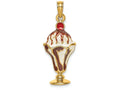 FJC Finejewelers 14k Yellow Gold Chocolate Ice Cream Sundae with Cherry Top Charm