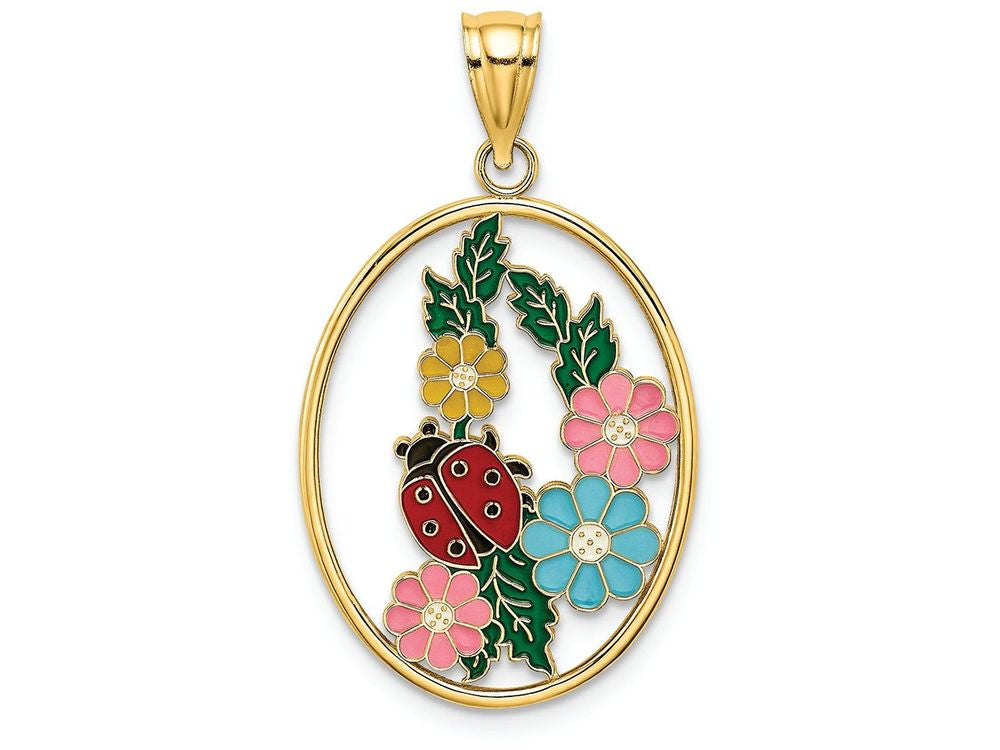 FJC Finejewelers 14k Yellow Gold Ladybug Oval "stained Glass" with Enamel Charm