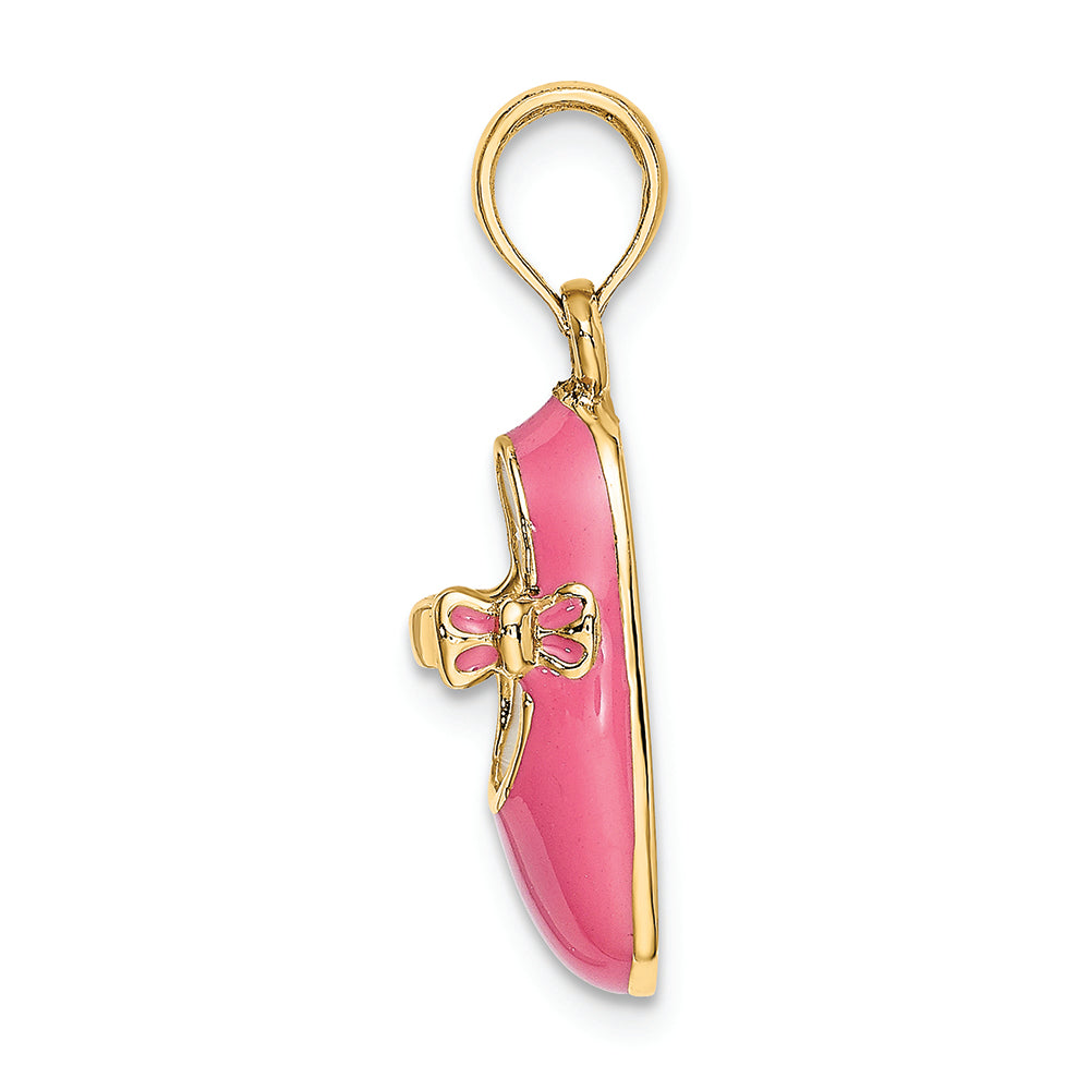 FJC Finejewelers 14k Yellow Gold 3d Baby Shoe with Pink Enamel Charm