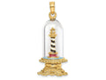 FJC Finejewelers 14k Yellow Gold 3d Enamel Lighthouse In Glass Dome Charm