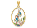 FJC Finejewelers 14k Yellow Gold Angelfish In Oval with Enamel Underwater Scene Charm