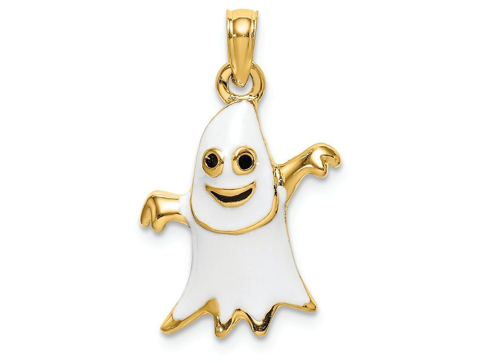 FJC Finejewelers 14k Yellow Gold 3d Ghost with Enamel - Halloween Charm