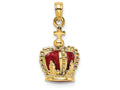 FJC Finejewelers 14k Yellow Gold 3d Crown with Red Enamel Inside with Cross On Top Charm