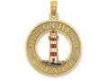 FJC Finejewelers 14k Yellow Gold Hilton Head On Round Frame with Enamel Lighthouse Center Charm