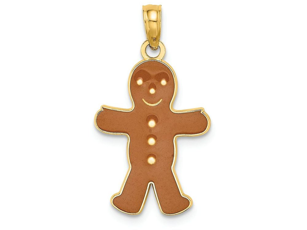 FJC Finejewelers 14k Yellow Gold 3d Gingerbread Man with Enamel Charm