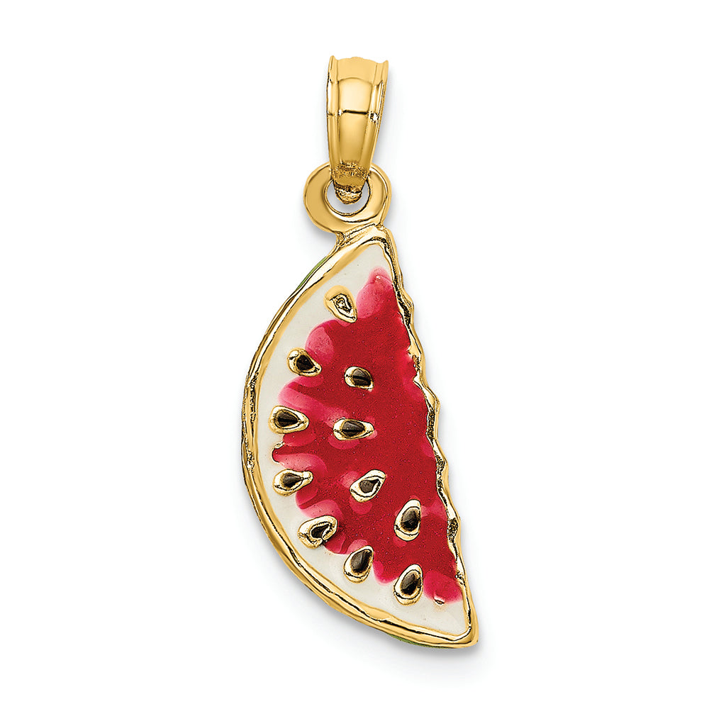 FJC Finejewelers 14k Yellow Gold 3d Watermellon with Enamel Charm