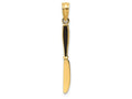 FJC Finejewelers 14k Yellow Gold 3d Table Knife with Black Enamel Charm