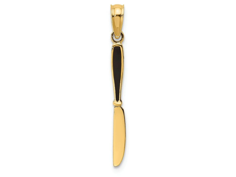 FJC Finejewelers 14k Yellow Gold 3d Table Knife with Black Enamel Charm