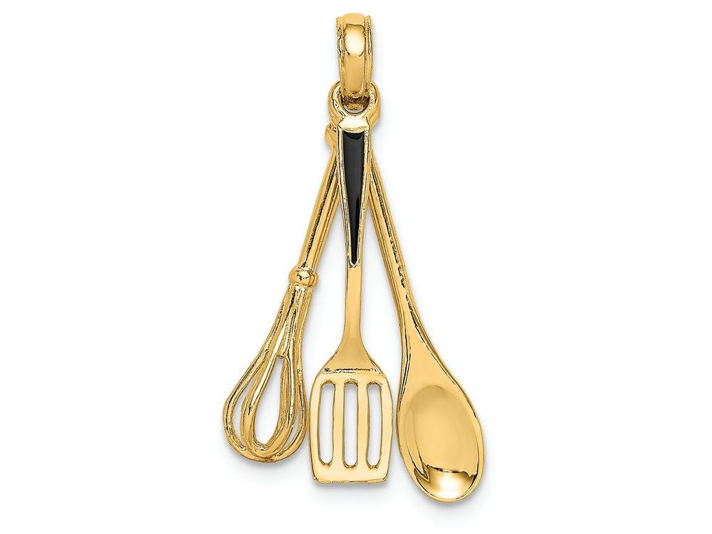 FJC Finejewelers 14k Yellow Gold 3d Enamel Spatula Wooden Spoon Whisk Collection Moveable Charm