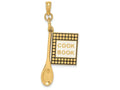 FJC Finejewelers 14k Yellow Gold 3d Cook Book with Black Enamel Wooden Spoon Charm