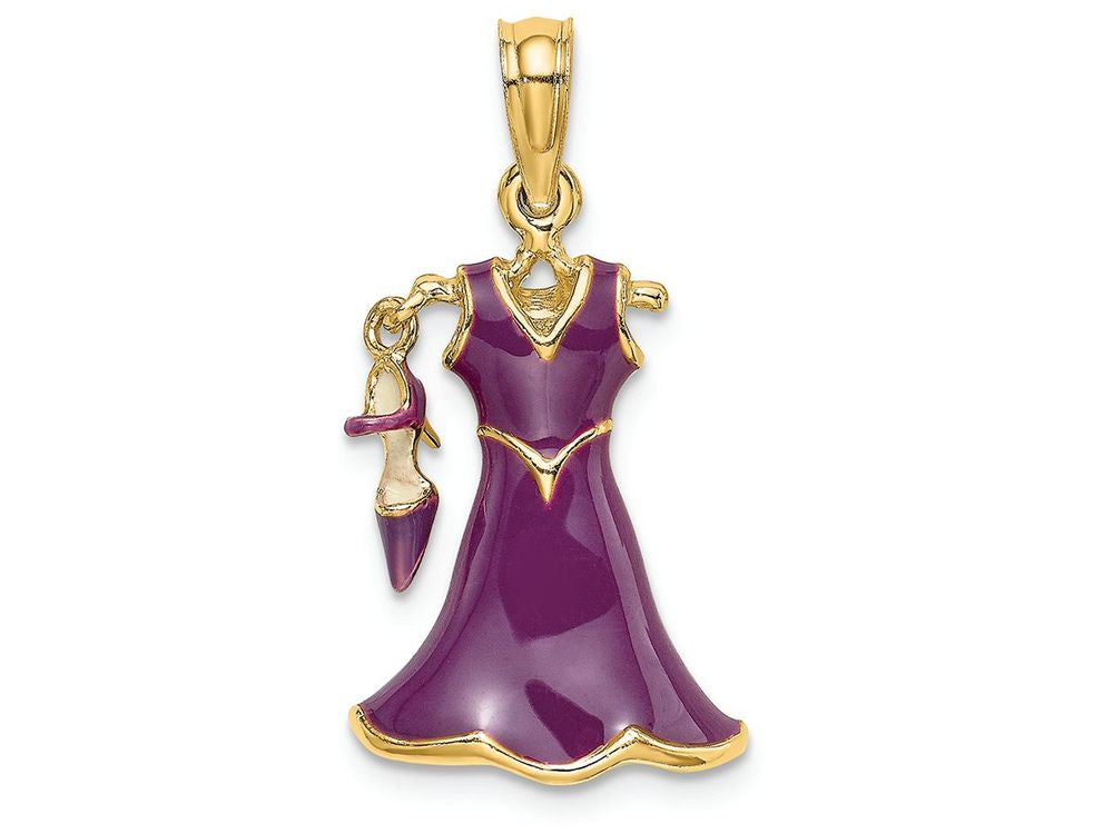 FJC Finejewelers 14k Yellow Gold 3d Eggplant Dress with Closed Toe Shoemoveable Charm