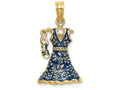 FJC Finejewelers 14k Yellow Gold 3d Blue Floral Dress with Open Toe Shoemoveable Charm
