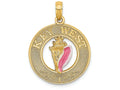 FJC Finejewelers 14k Yellow Gold Key West On Round Frame with Enamel Conch Shell Center Charm