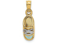 FJC Finejewelers 14k 3d Baby Shoe with Light Blue Enamel Accent White Gold Bow Charm