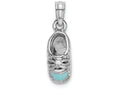FJC Finejewelers 14k White Gold 3d White Baby Shoe with Light Blue Enamel Accent Charm