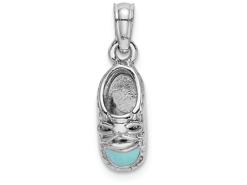 FJC Finejewelers 14k White Gold 3d White Baby Shoe with Light Blue Enamel Accent Charm