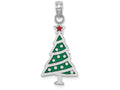 FJC Finejewelers 14k White Gold Green Christmas Tree with Red Enamel Star Charm