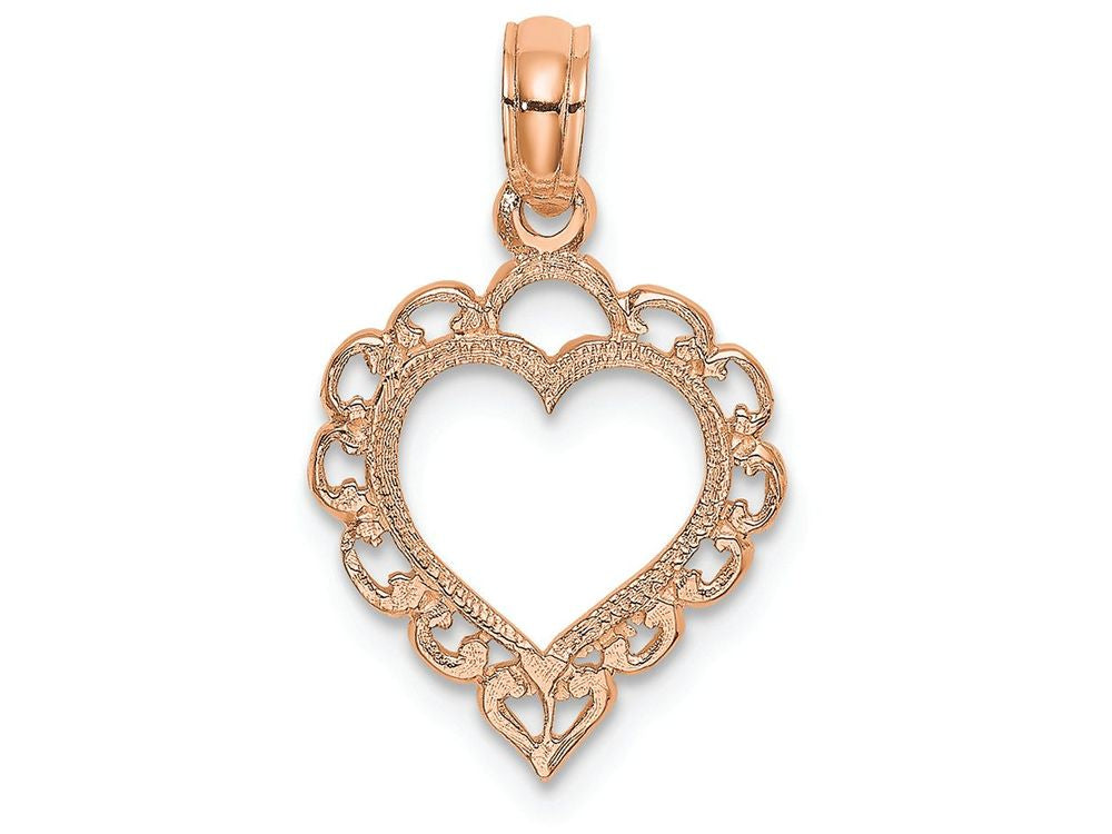 FJC Finejewelers 14k Rose Gold Heart with Lace Trim Charm