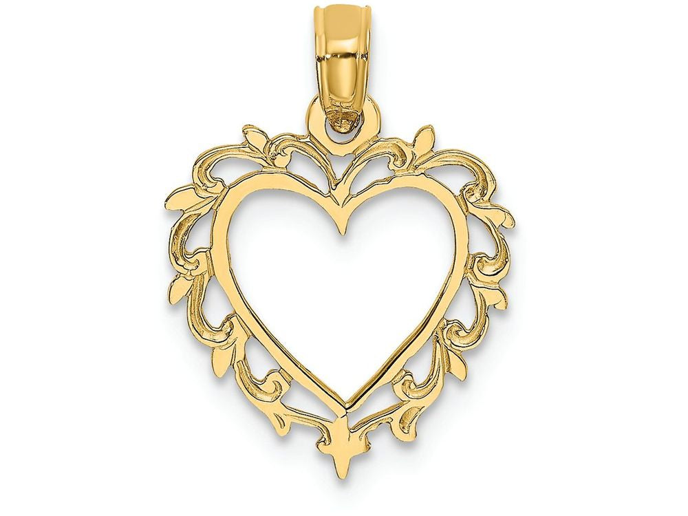FJC Finejewelers 14k Yellow Gold Heart with Lace Trim Charm