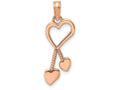 FJC Finejewelers 14k Rose Gold Heart with Double Heart Beaded Tasstle Charm