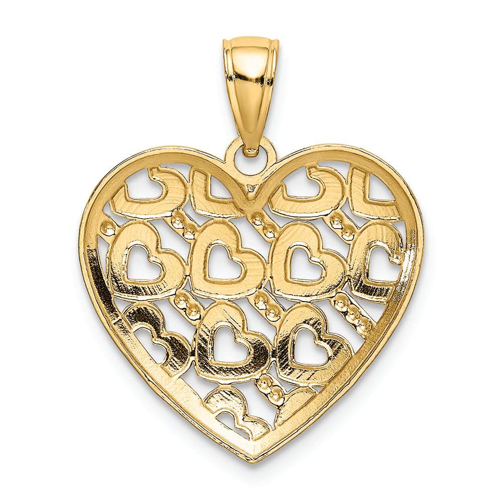 FJC Finejewelers 14k Yellow Gold Bright Cut Heart Pattern On Heart Charm