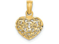 FJC Finejewelers 14k Yellow Gold 3d Mini Bright Cut Puffed Heart Charm