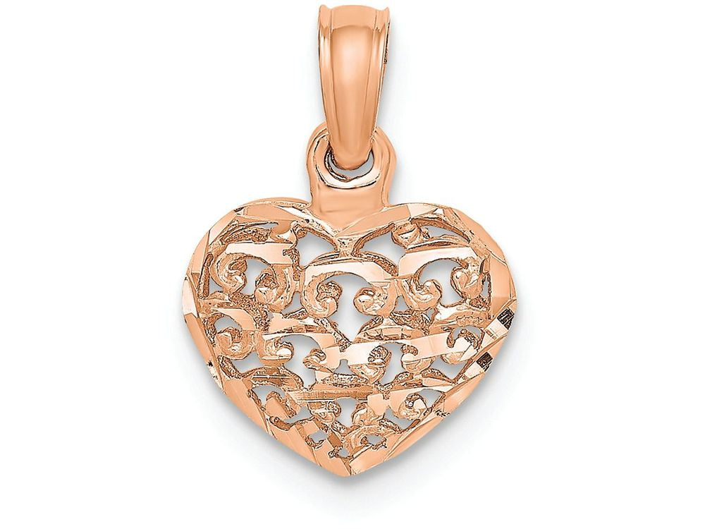 FJC Finejewelers 14k Rose Gold 3d Mini Bright Cut Puffed Heart Charm