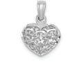 FJC Finejewelers 14k White Gold 3d Mini Bright Cut Puffed Heart Charm