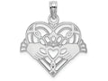 FJC Finejewelers 14k White Gold White Claddagh In Heart Polish Beaded Charm