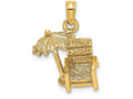 FJC Finejewelers 14k Yellow Gold 3d Beach Chair with Umbrella Charm