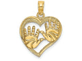FJC Finejewelers 14k Yellow Gold Double Hand Prints In Heart Charm