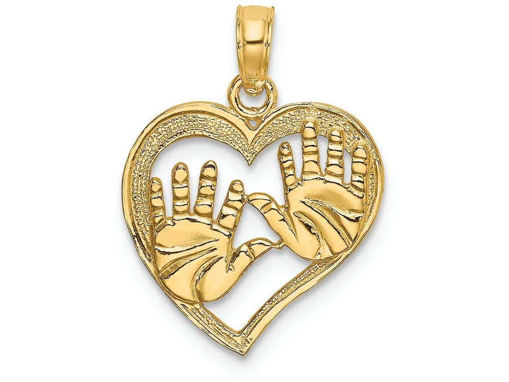 FJC Finejewelers 14k Yellow Gold Double Hand Prints In Heart Charm