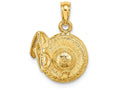 FJC Finejewelers 14k Yellow Gold 3d Sunhat with Sunglasses Charm