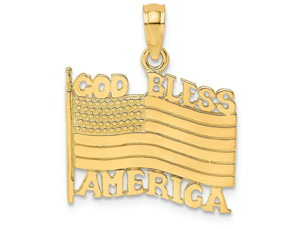 FJC Finejewelers 14k Yellow Gold God Bless America with Flag - Charm