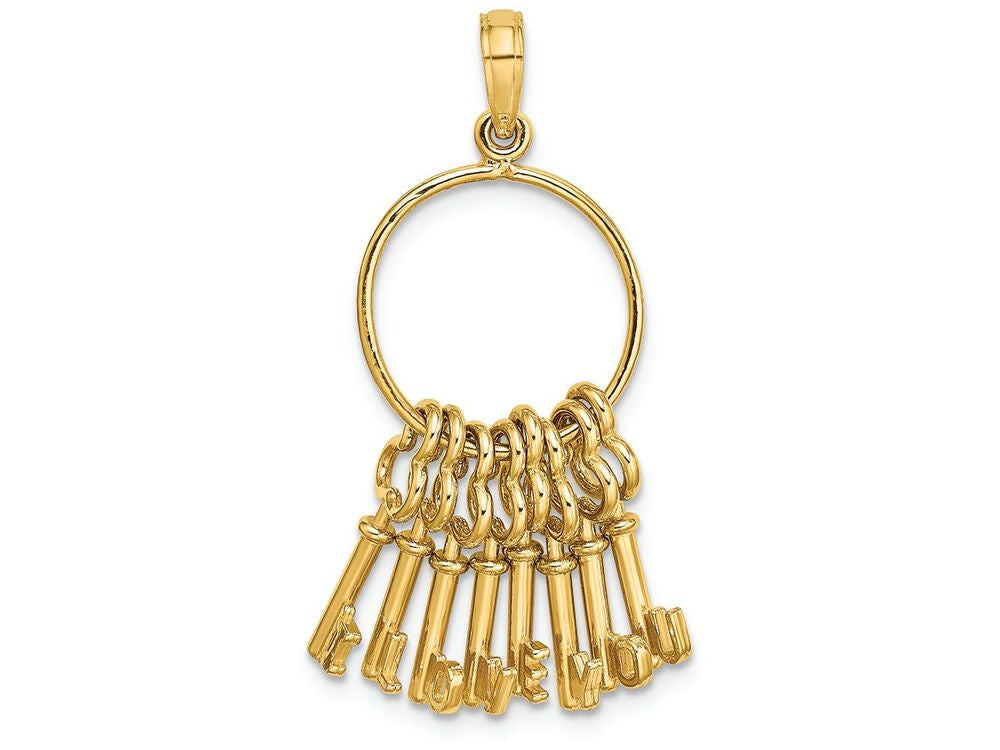 FJC Finejewelers 14k Yellow Gold I Love You  Key Chain Moveable 3D Charm