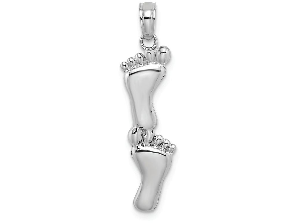 FJC Finejewelers 14k White Gold Double Vertical Feet Charm