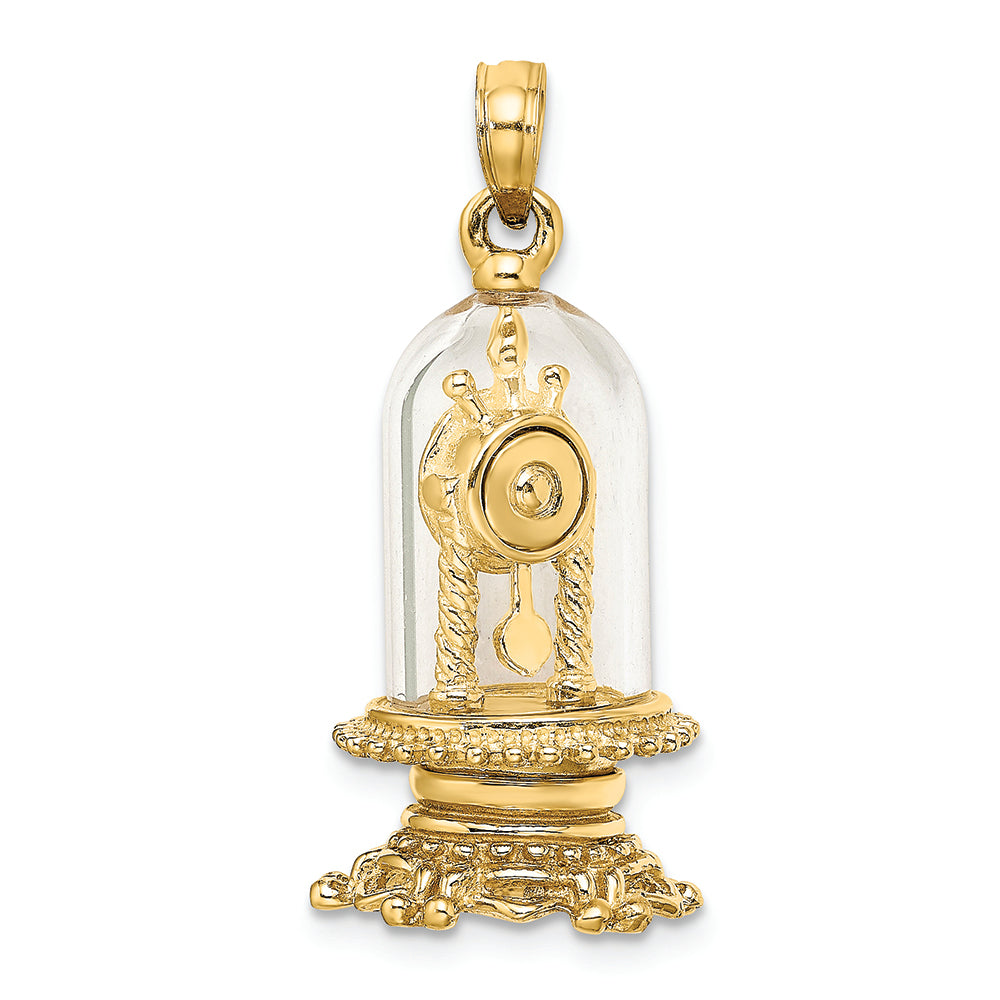 FJC Finejewelers 14k Yellow Gold 3d Moveable Clock In Glass Dome with Enamel Face Charm