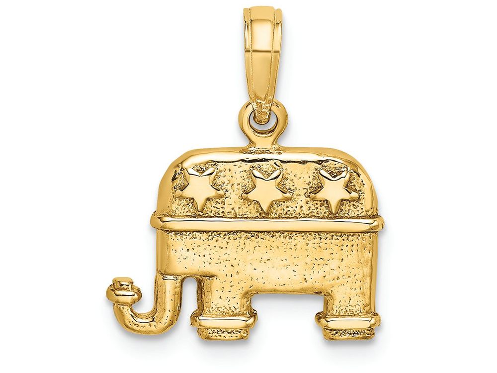 FJC Finejewelers 14k Yellow Gold 3d Republican Elephant with Stars Charm
